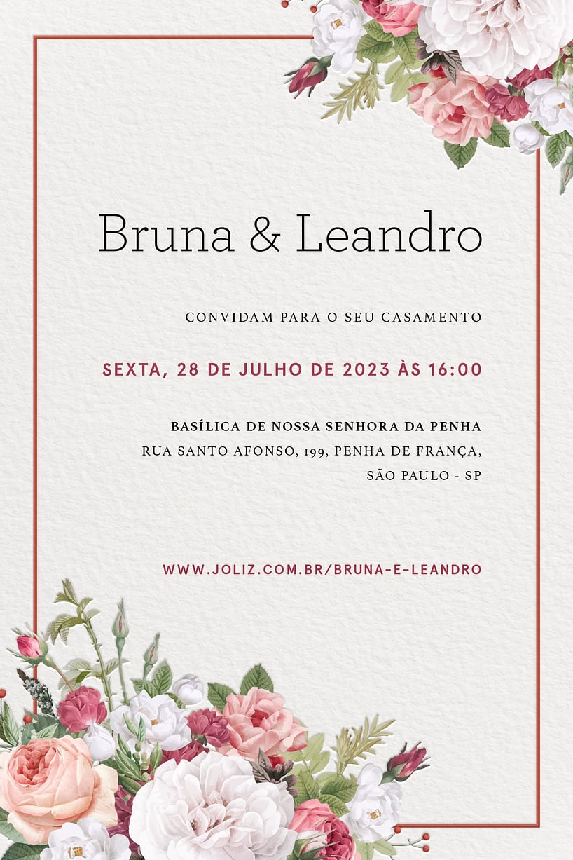 Modelo de Convite de Casamento - Buque de flores do campo Convite Buquê de flores do campo grátis para editar