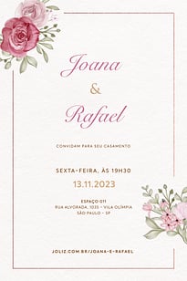 Modelo de Convite de Casamento - Buque rosa e dourado Convite Buquê rosa e dourado grátis para editar
