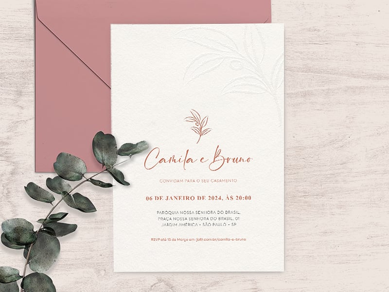 Crie seu convite de casamento - Caligrafia Rose Gold| FestaLab