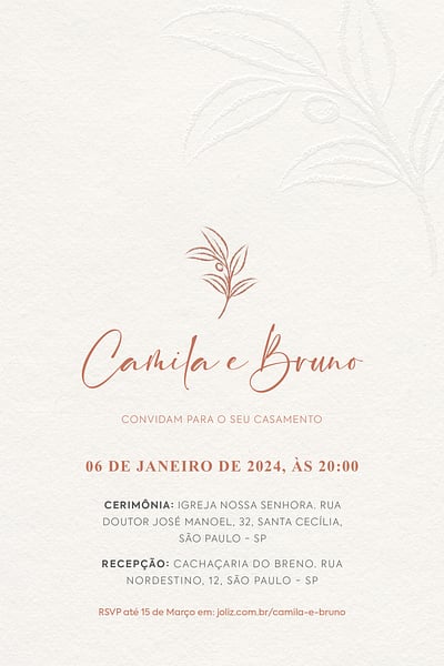 Modelo de Convite de Casamento - Caligrafia Rose Gold Convite de Casamento - Caligrafia Rose Gold