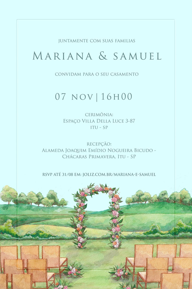Convite de Casamento - Campo Romantico
