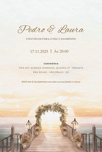 Modelo de Convite de Casamento - Casamento ao Por do Sol Convite Casamento ao Pôr do Sol grátis para editar