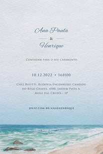 Modelo de Convite de Casamento - Mar Aquarelado Convite Mar Aquarelado grátis para editar