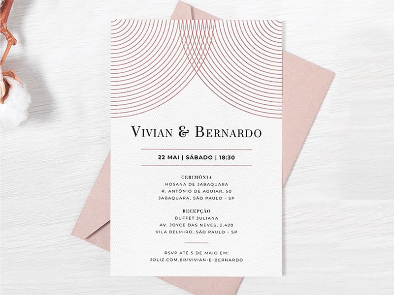 Convite de Casamento Circulo minimalista Vermelho