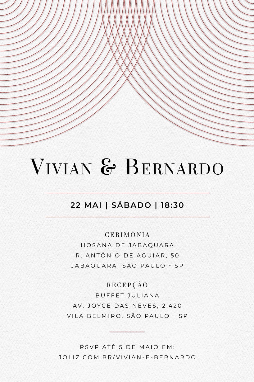 Modelo de Convite de Casamento - Circulo minimalista Vermelho Convite Circulo minimalista Vermelho grátis para editar