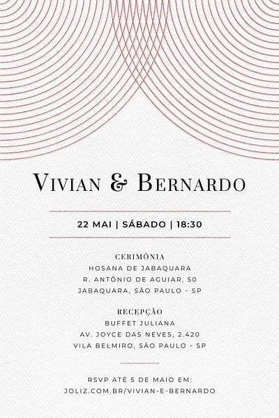 Modelo de Convite de Casamento - Circulo minimalista Vermelho Convite Circulo minimalista Vermelho grátis para editar