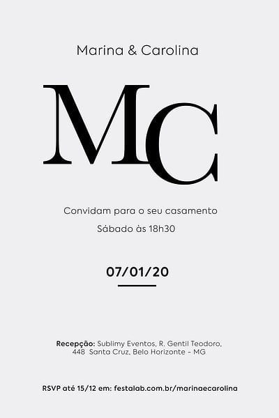 Modelo de Convite de Casamento - Classico branco Convite de Casamento - Classico branco