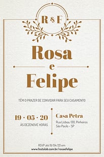 Modelo de Convite de Casamento - Classico dourado Convite Clássico dourado grátis para editar
