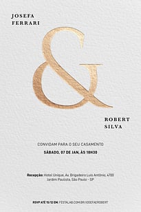 Convite Clássico Letra Dourada grátis para editar