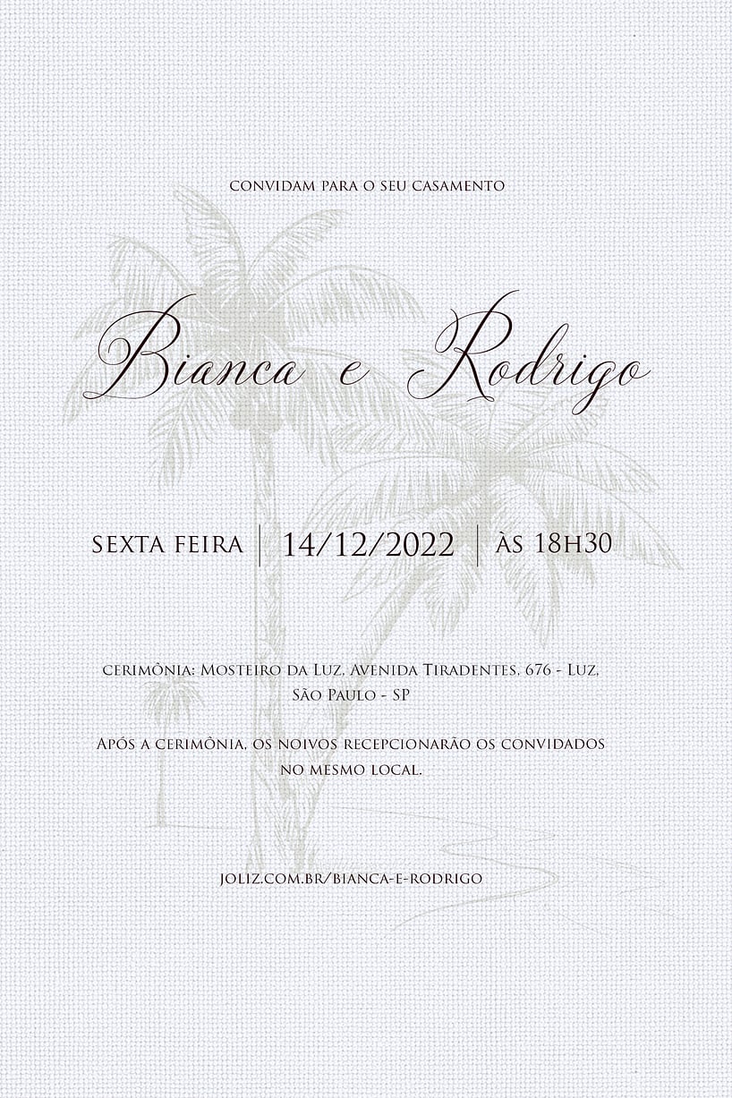 Modelo de Convite de Casamento - Coqueiros Convite Coqueiros grátis para editar