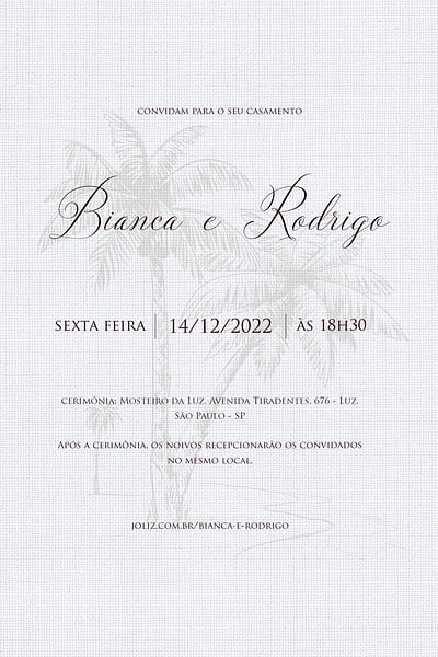 Modelo de Convite de Casamento - Coqueiros Convite Coqueiros grátis para editar