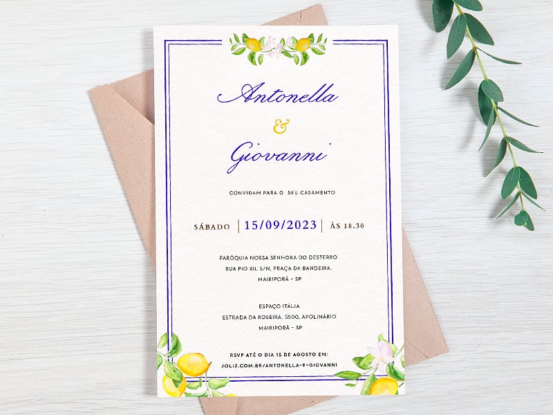 Crie seu convite de casamento - Costa Amalfitana| FestaLab
