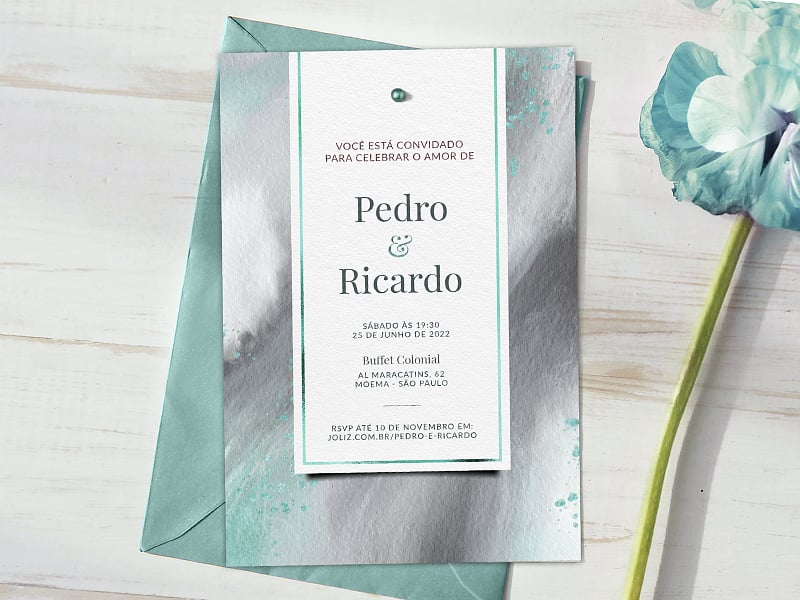 Convite de Casamento Esfumado azul