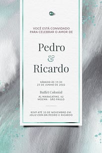 Modelo de Convite de Casamento - Esfumado azul Convite Esfumado azul grátis para editar