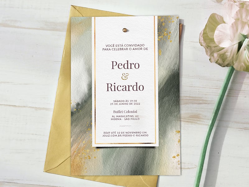 Convite de Casamento Esfumado cinza