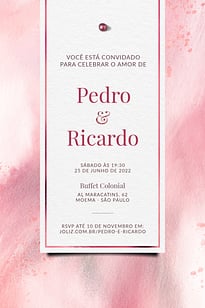 Modelo de Convite de Casamento - Esfumado rosa Convite Esfumado rosa grátis para editar