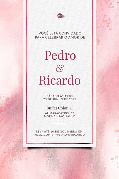Modelo de Convite de Casamento - Esfumado rosa Convite Esfumado rosa grátis para editar