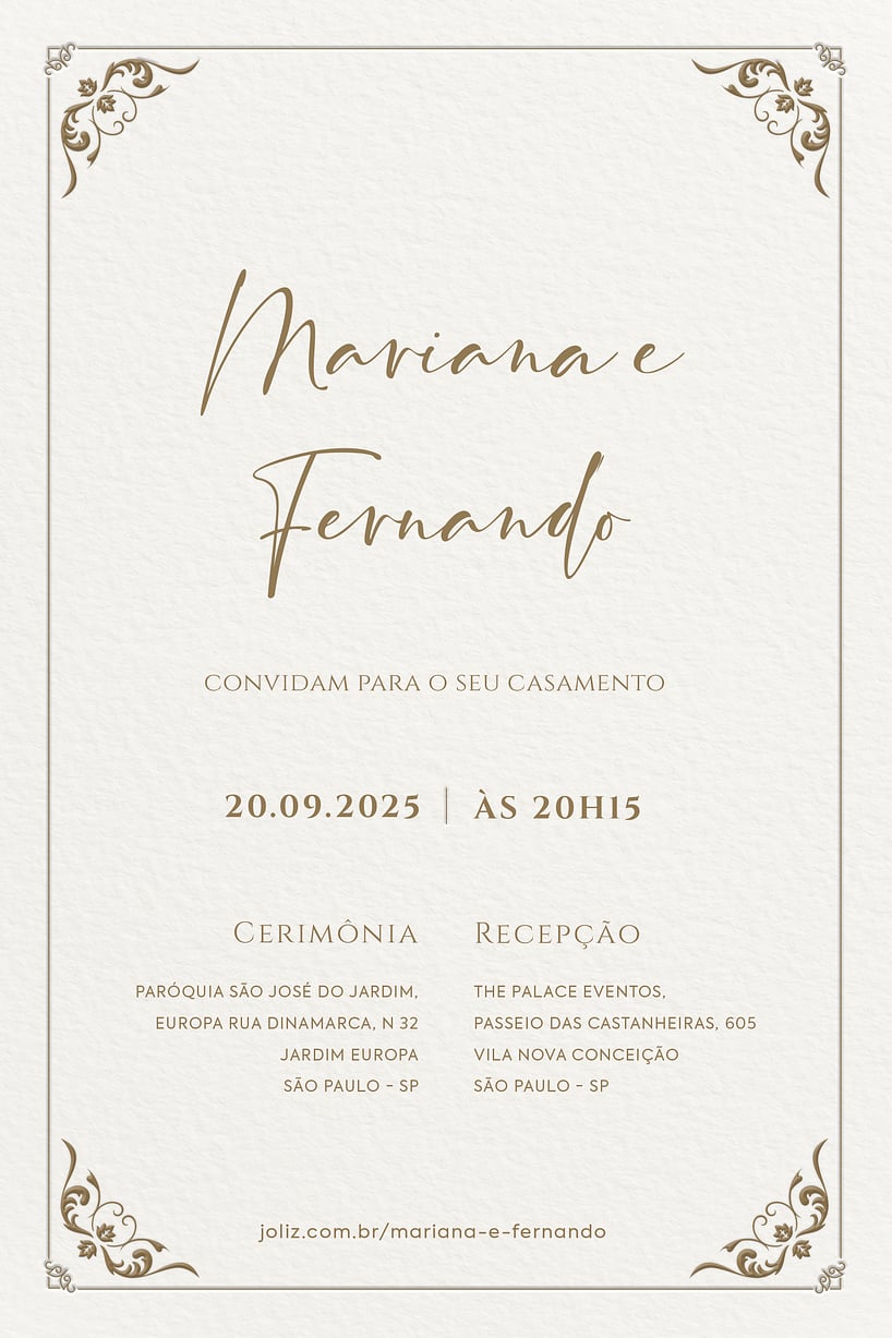Convite de Casamento - Elegancia em arabescos