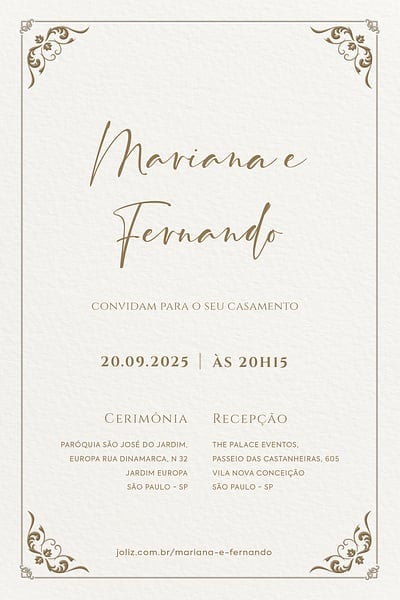 Modelo de Convite de Casamento - Elegancia em arabescos Convite de Casamento - Elegancia em arabescos