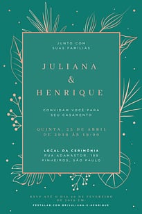 Convite Elegante Moderno Verde grátis para editar