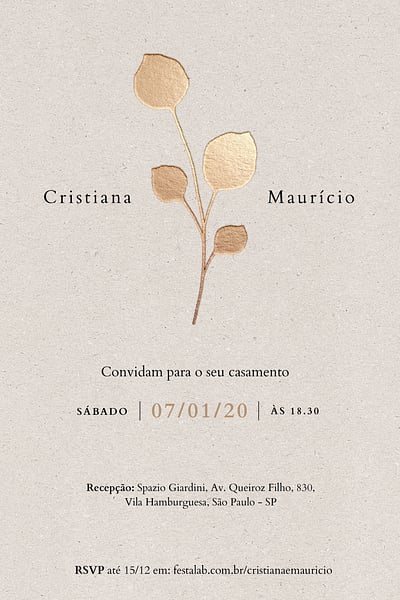 Modelo de Convite de Casamento - Flor Dourada Convite de Casamento - Flor Dourada