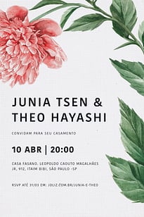 Modelo de Convite de Casamento - Flor unica Convite Flor única grátis para editar