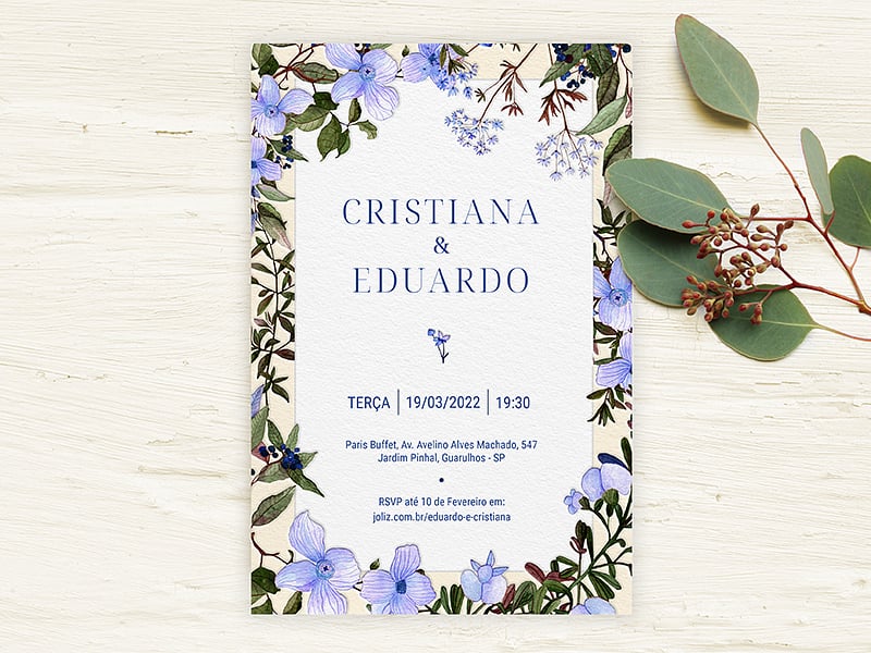 Convite de Casamento - Floral Lilas