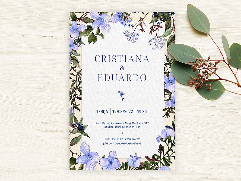 Convite de Casamento Floral Lilás