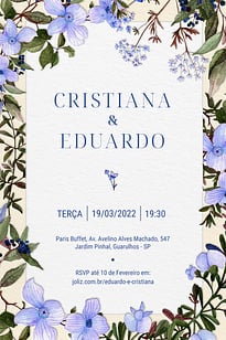 Convite Floral Lilás grátis para editar