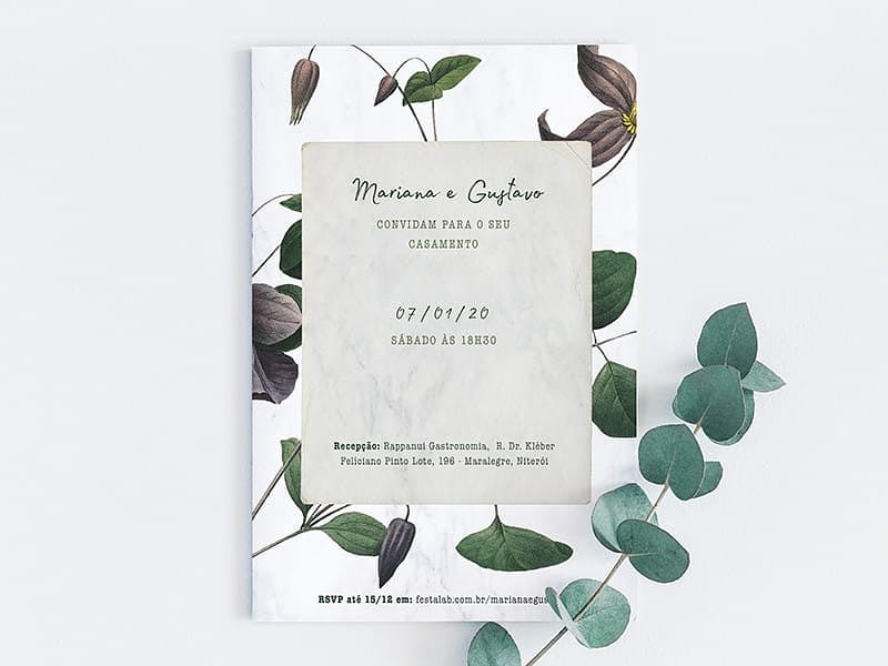 Crie seu convite de casamento - Floral Moderno| FestaLab