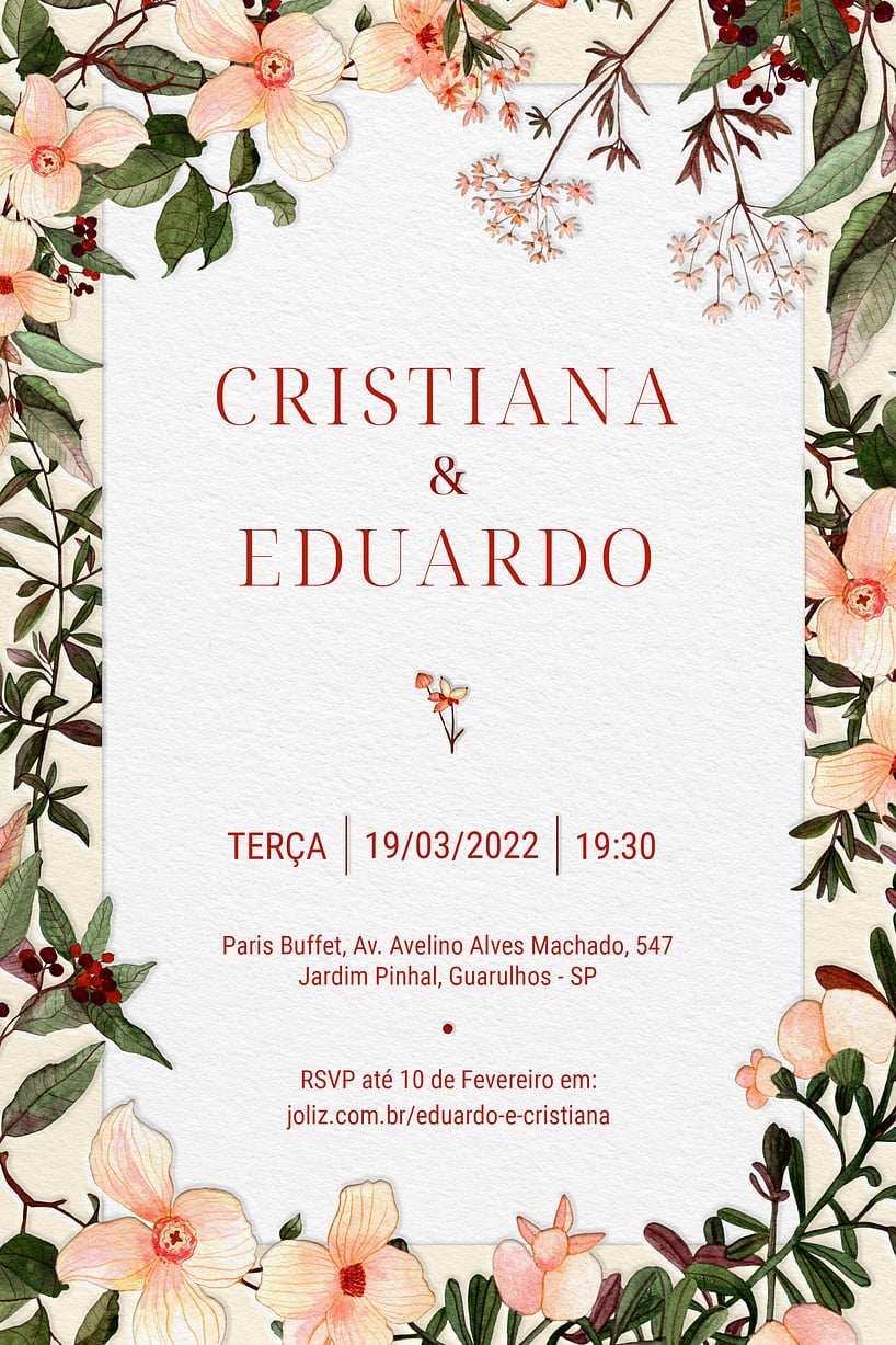 Convite Floral rosado grátis para editar