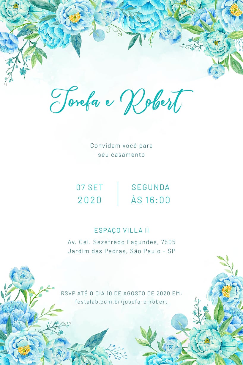 Modelo de Convite de Casamento - Floral Convite Floral grátis para editar