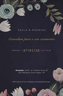 Convite Flores Escuro grátis para editar