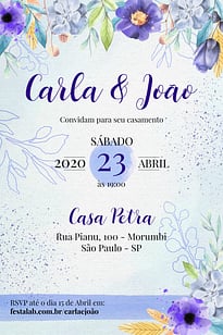 Modelo de Convite de Casamento - Florido roxo Convite Florido roxo grátis para editar