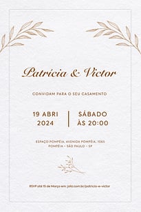 Convite Folhagem Luxuosa Dourada grátis para editar