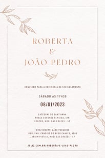 Convite Folhagem Chique Dourado grátis para editar