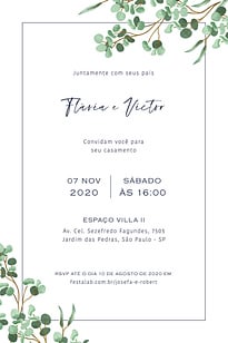 Convite Folhas grátis para editar