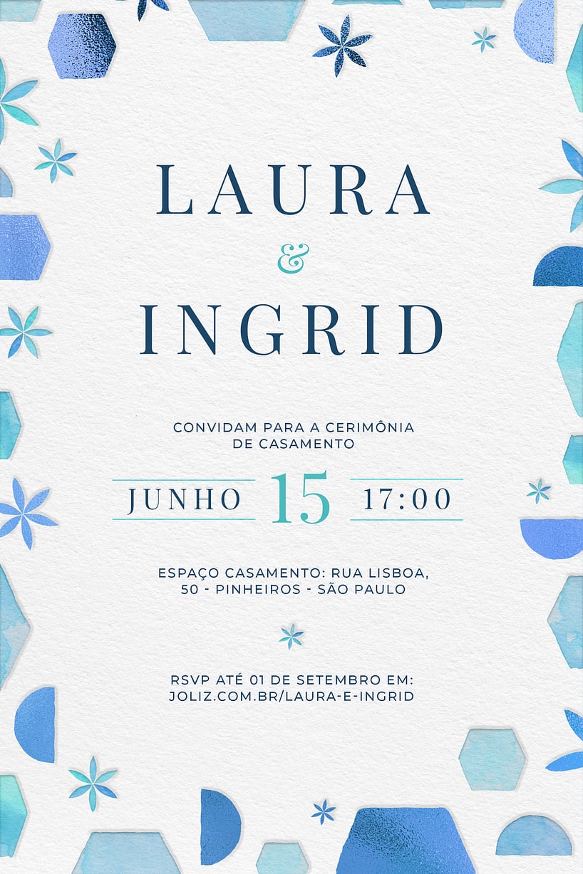Convite de Casamento - Formas azuladas