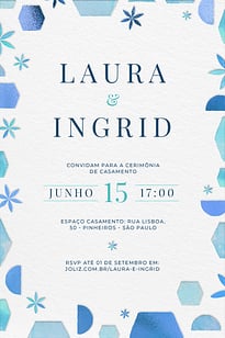 Convite Formas azuladas grátis para editar
