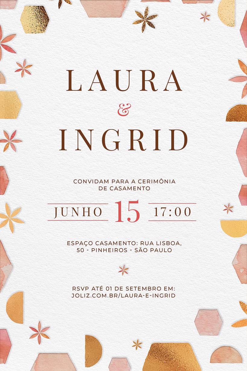 Convite Formas douradas grátis para editar