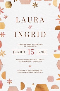 Convite Formas douradas grátis para editar