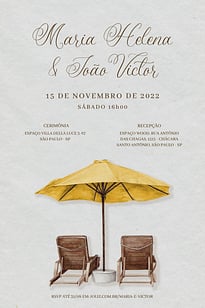 Convite Guarda Sol Amarelo grátis para editar