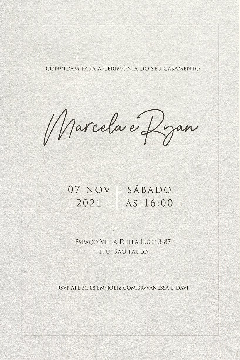 Convite Minimalista Creme grátis para editar