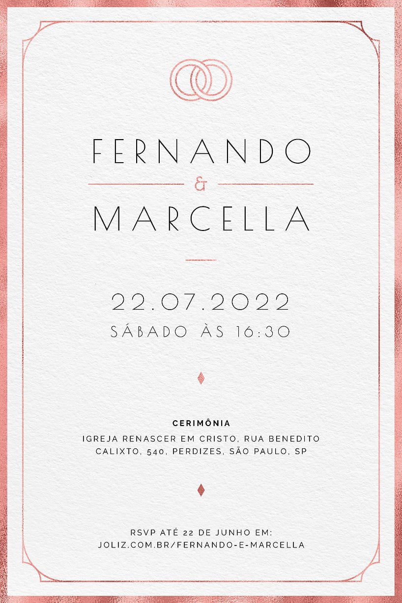 Convite Minimalista Rose grátis para editar