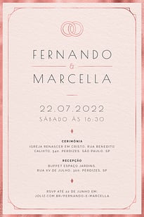 Convite Minimalista Rose Gold grátis para editar