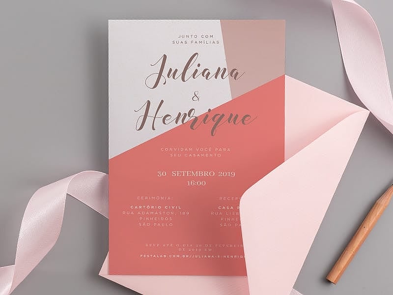 Convite de Casamento - Minimalista terracota