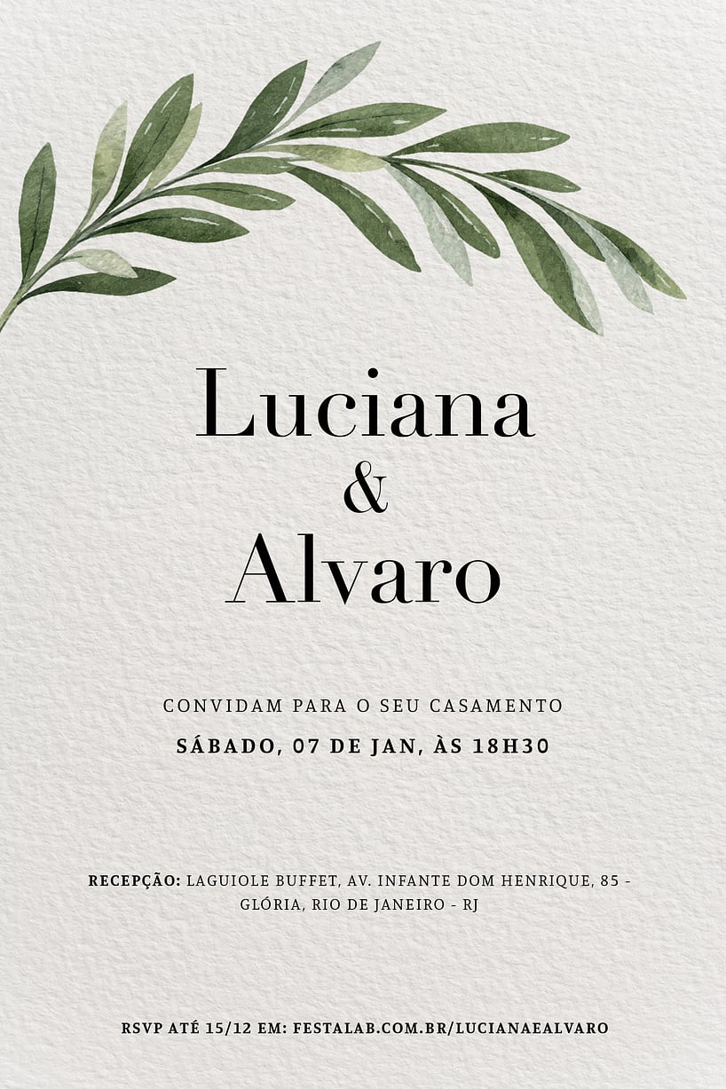 Crie seu convite de casamento - Minimalista Visco| FestaLab