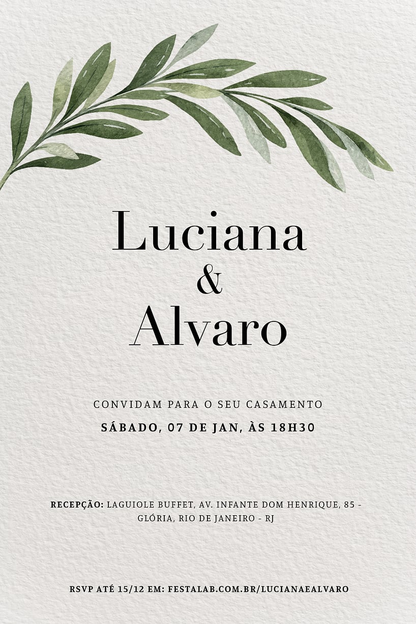 Convite de Casamento - Minimalista Visco