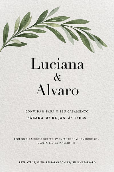 Modelo de Convite de Casamento - Minimalista Visco Convite de Casamento - Minimalista Visco