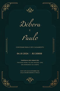 Modelo de Convite de Casamento - Moldura ouro Convite Moldura ouro grátis para editar